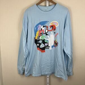 Mac Miller Faces Blue Long Sleeve Shirt Men's XXL Blue Graphic